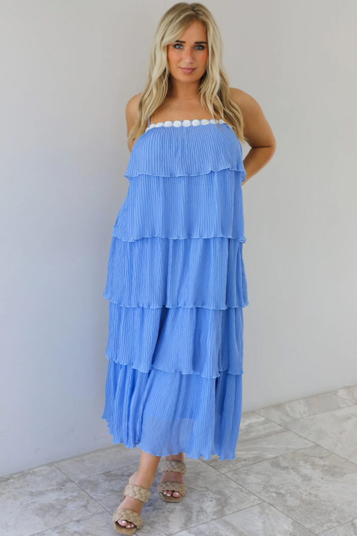 Called The Rain Maxi Dress: Blue