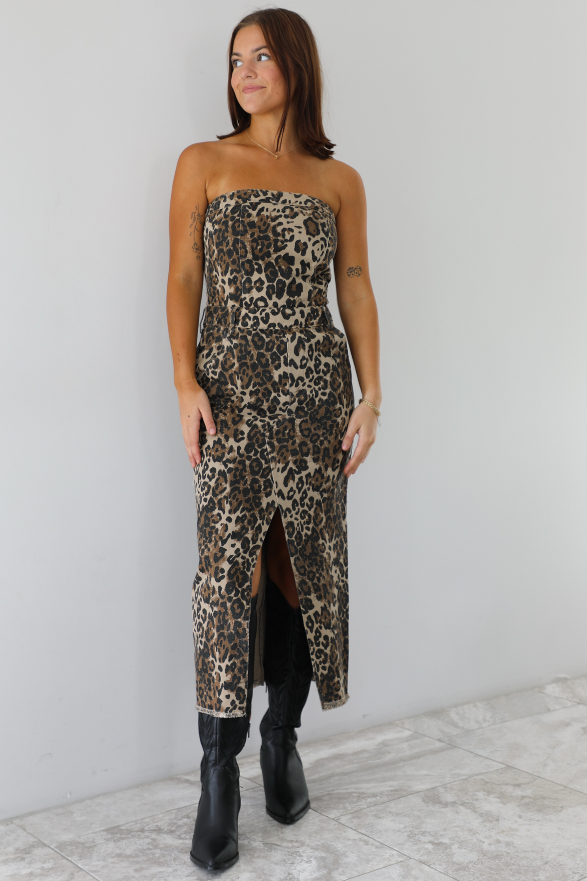 Just A Little Midi Dress: Leopard