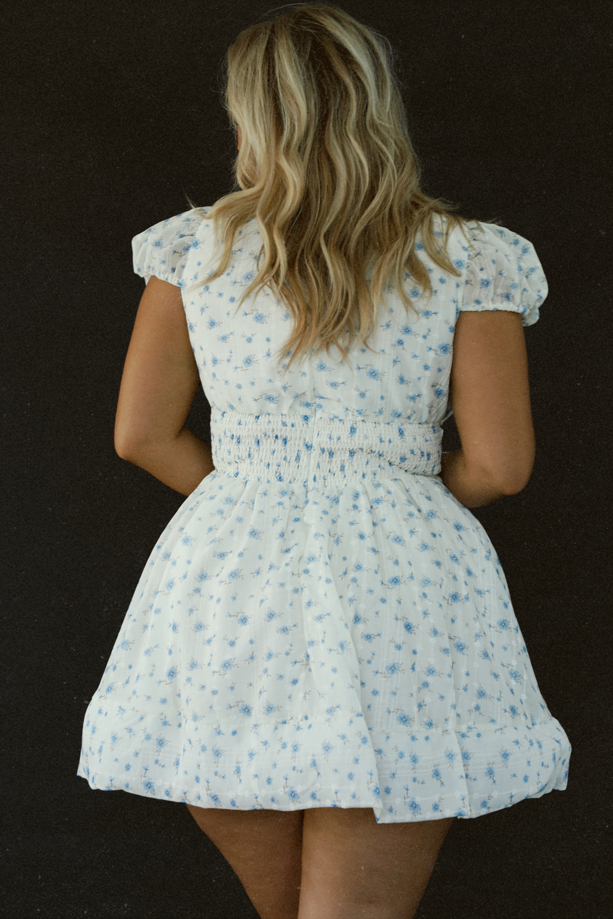 Small Town Roots Mini Dress: White/Blue