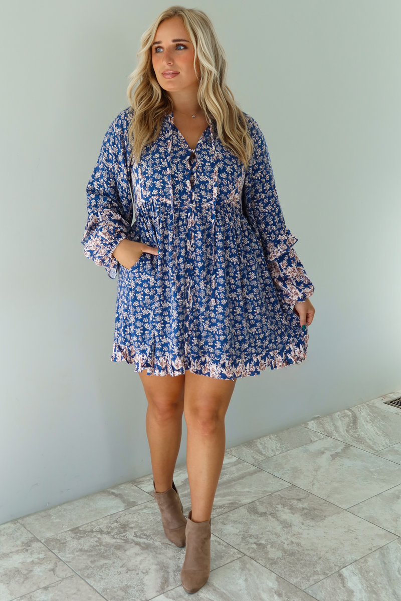 Day Date Dress: Blue/Multi Floral