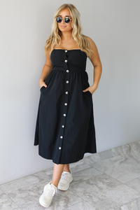 Off The Coast Midi Dress: Black