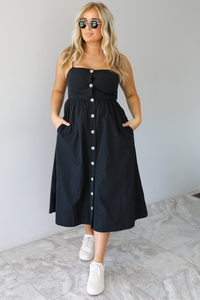 Off The Coast Midi Dress: Black