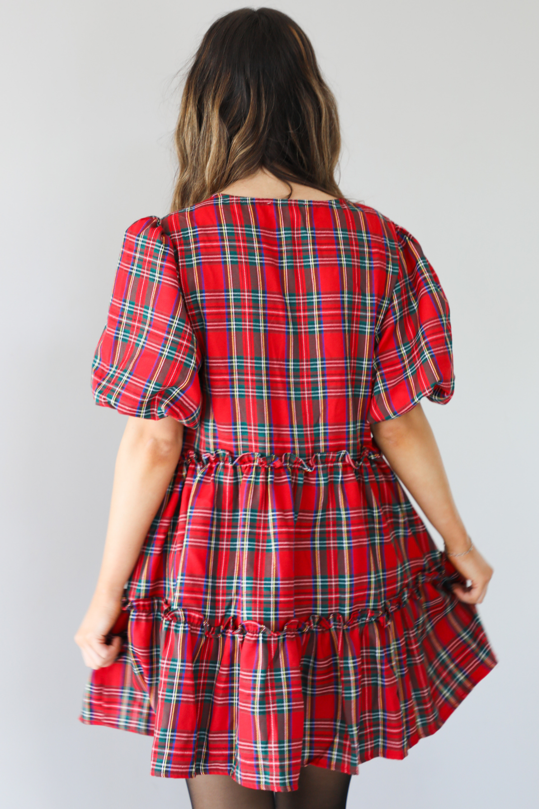 Wish You A Merry Christmas Dress: Red/Plaid