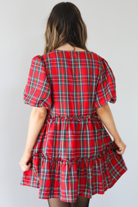 Wish You A Merry Christmas Dress: Red/Plaid