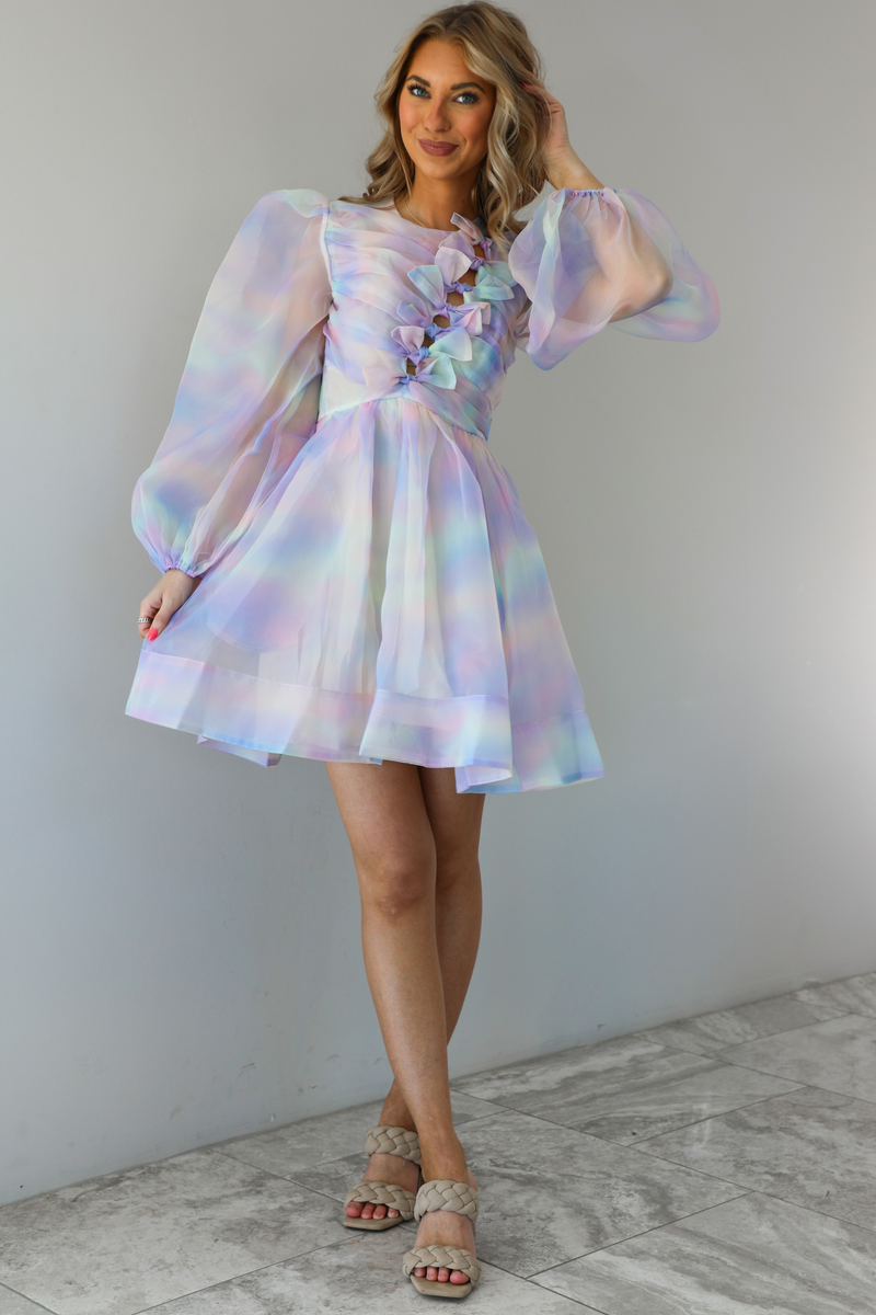 Birthday Girl Bow Dress: Rainbow