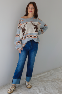 I Know Sweater: Heather Grey/Multi