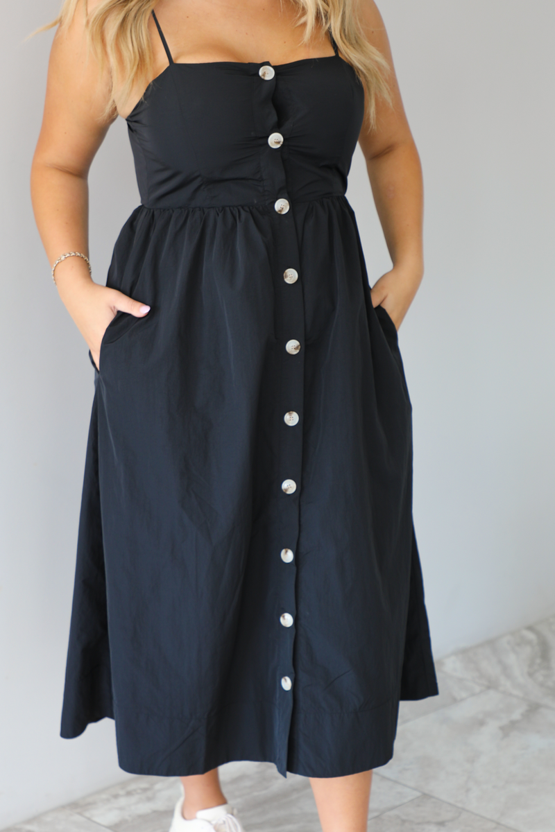 Off The Coast Midi Dress: Black