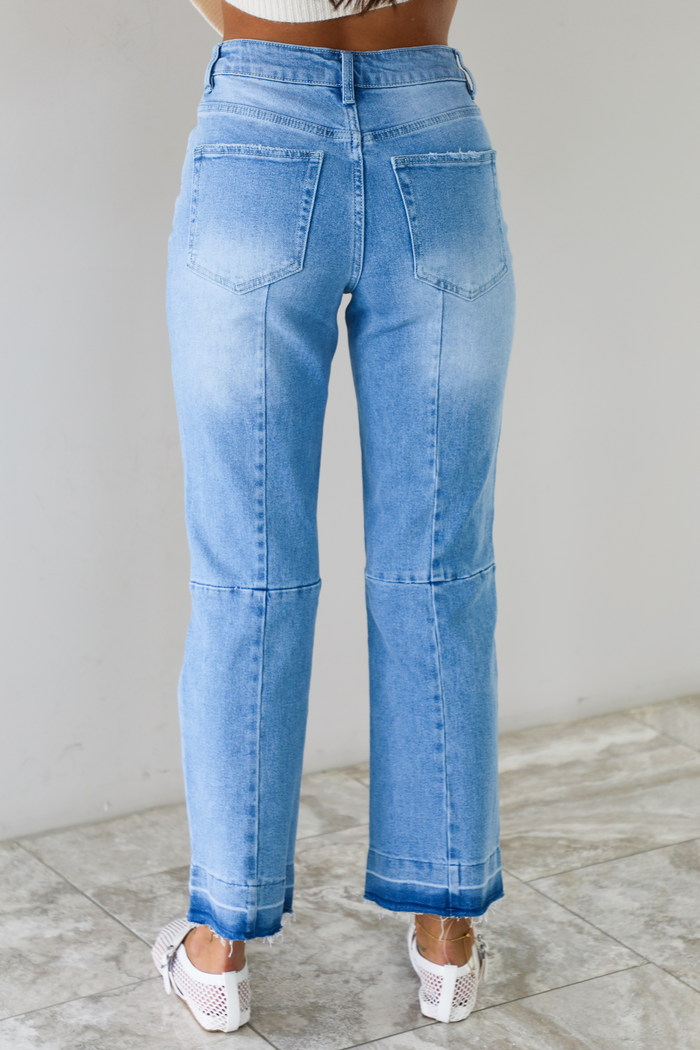 Jenny Stretch High Rise Panel Cropped Jeans: Denim