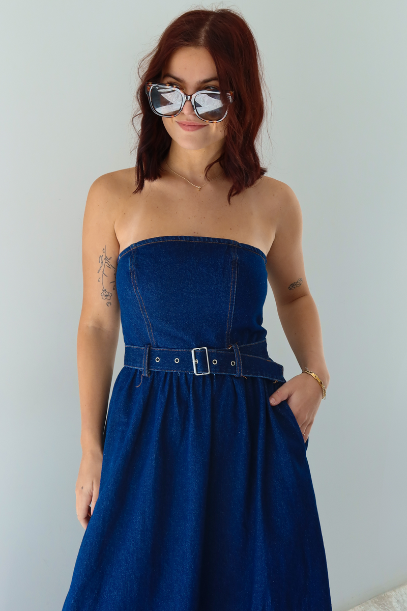 City Streets Midi Dress: Dark Denim