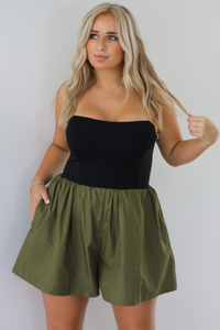 RESTOCK: Going Places Romper: Green/Black