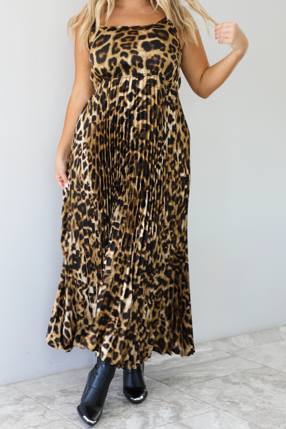 Until We Go Midi Dress: Leopard