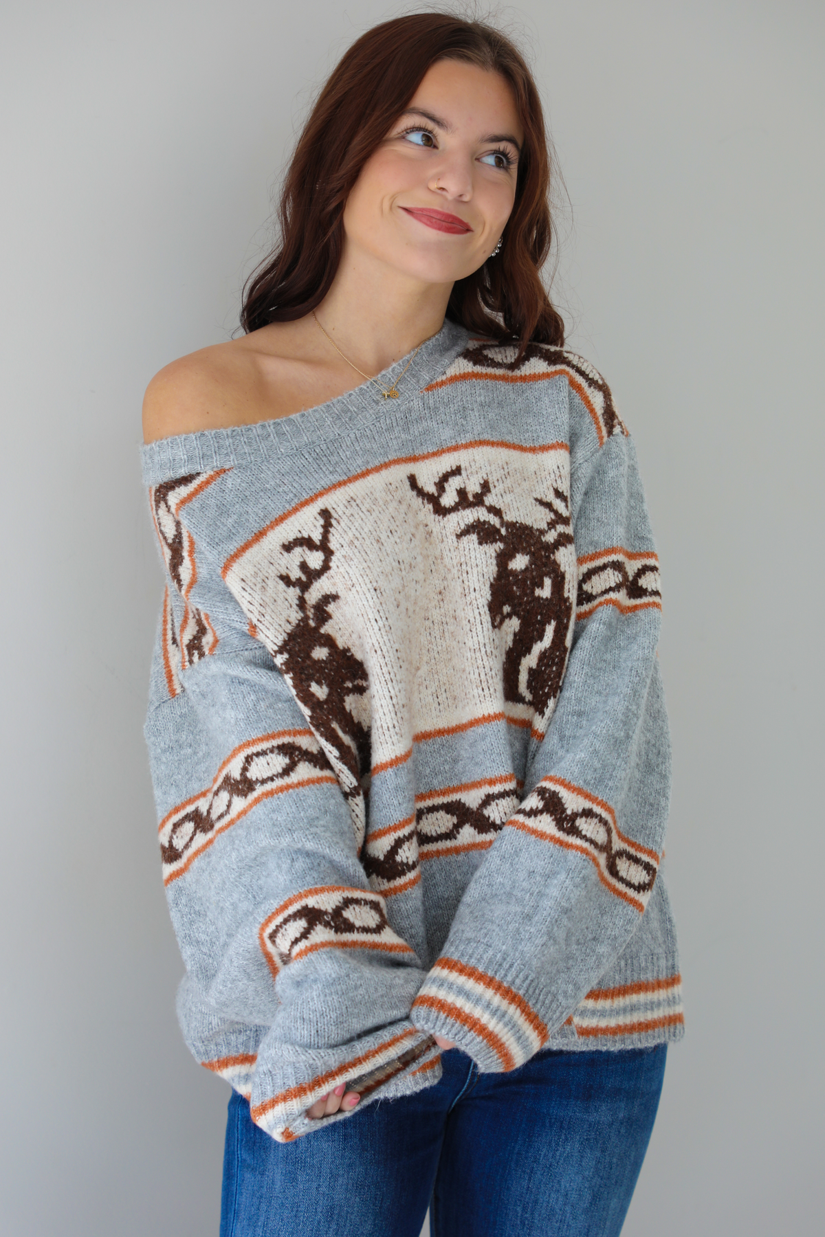 I Know Sweater: Heather Grey/Multi