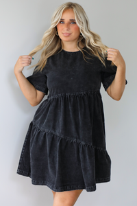 Taking Time Dress: Black Denim