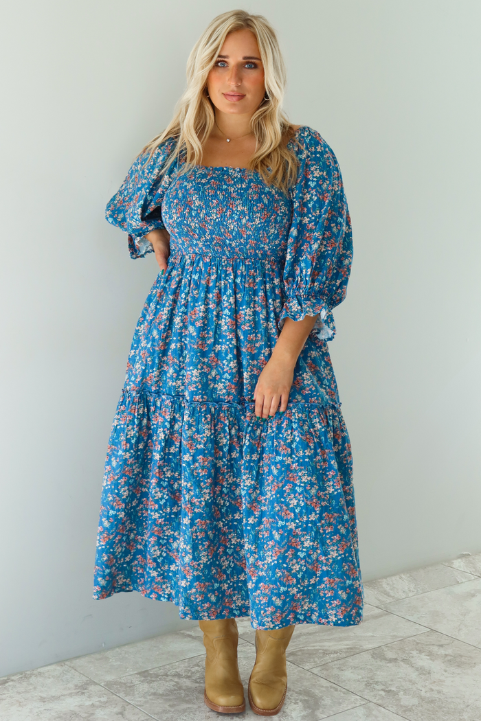 Do You Think Of Me Maxi Dress: Blue/Multi Floral