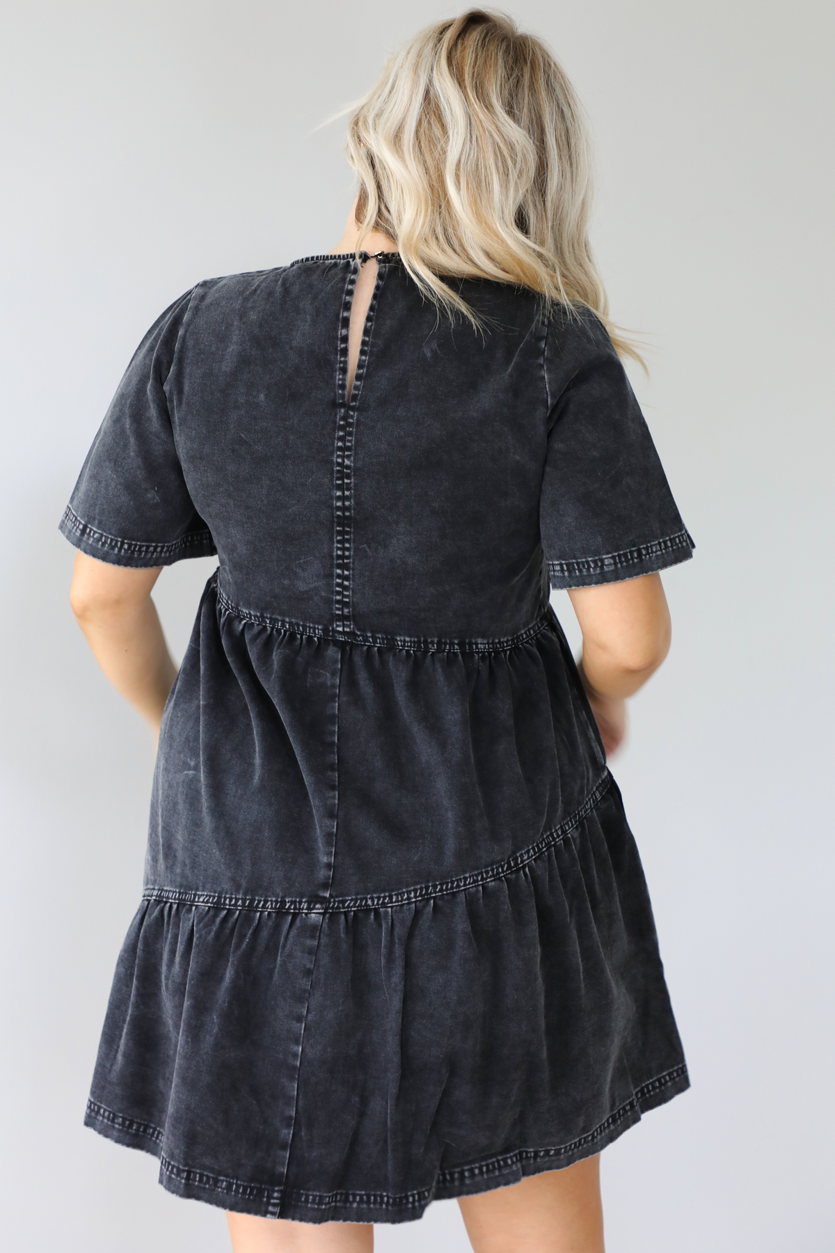 Taking Time Dress: Black Denim