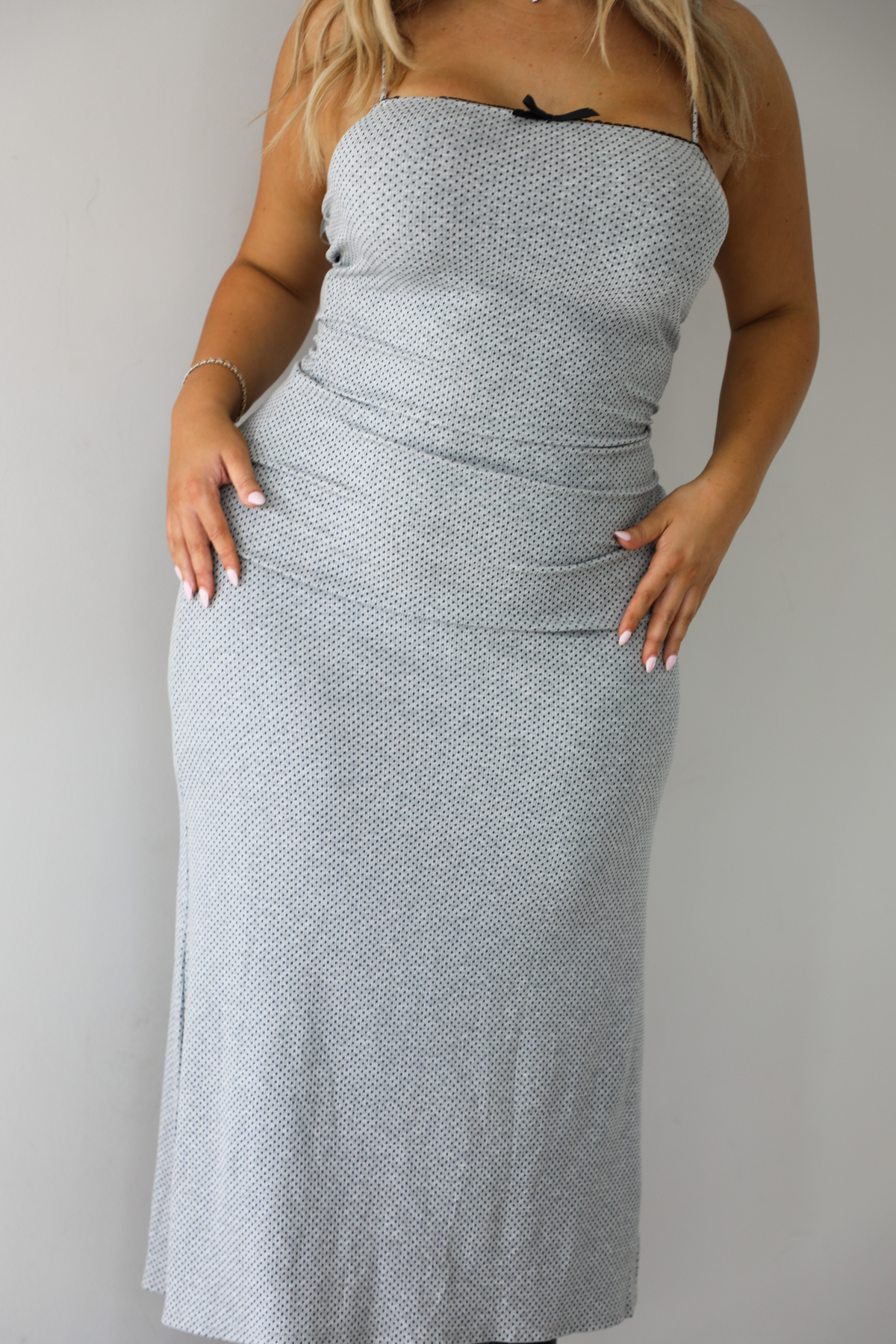 See You Soon Midi Dress: Heather Grey/Black