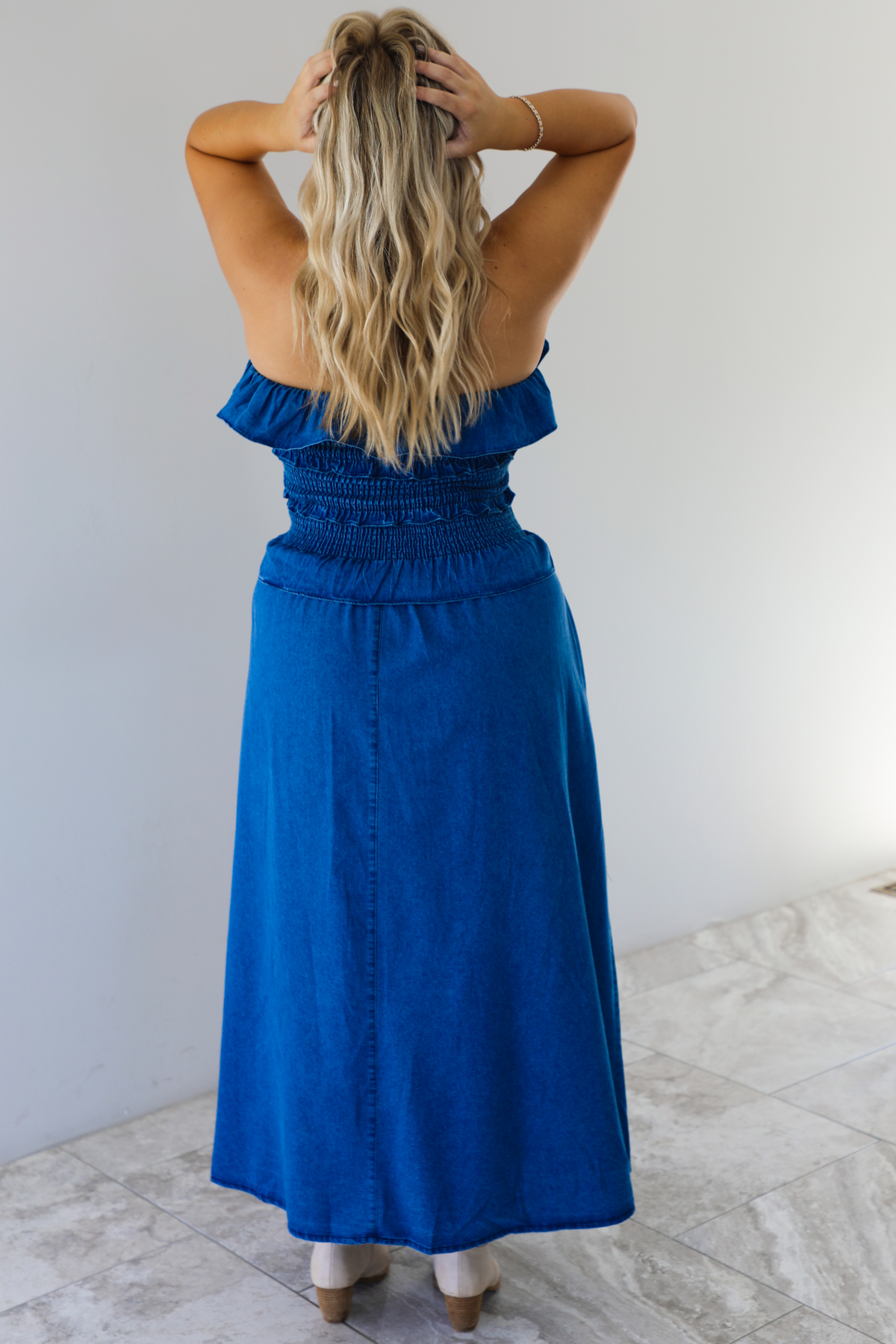 Wildflower Meadows Midi Dress: Dark Denim