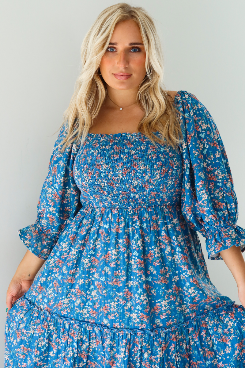 Do You Think Of Me Maxi Dress: Blue/Multi Floral