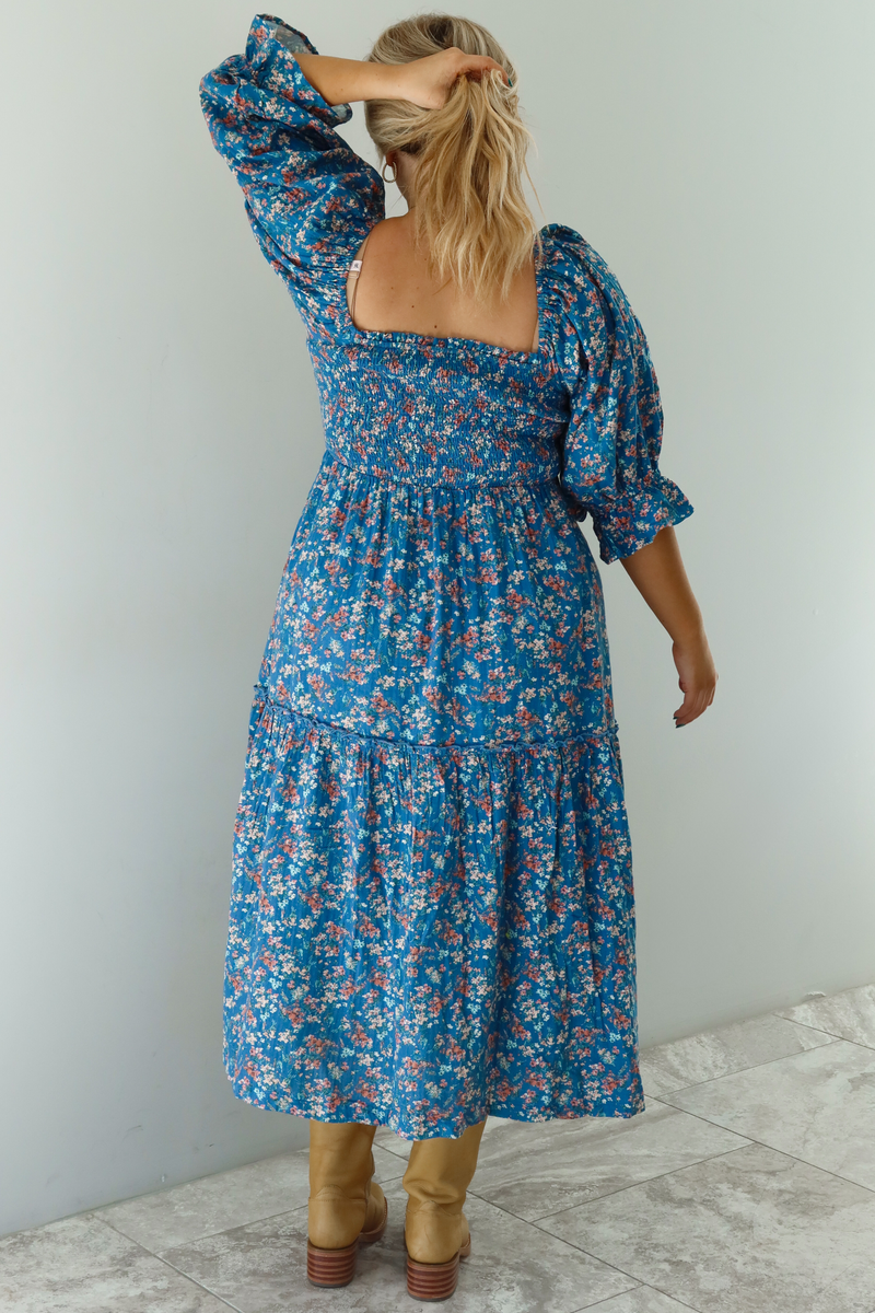 Do You Think Of Me Maxi Dress: Blue/Multi Floral