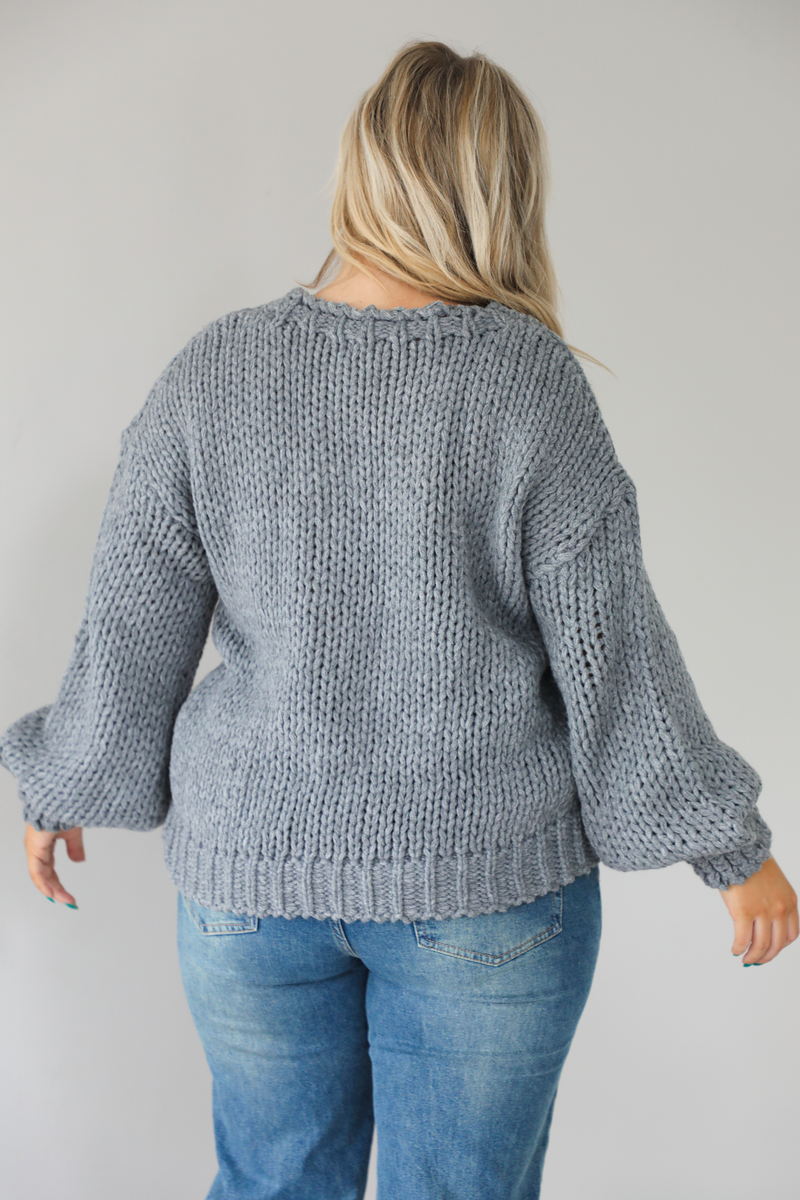 Harvest Cutie Chunky Knit Sweater: Grey