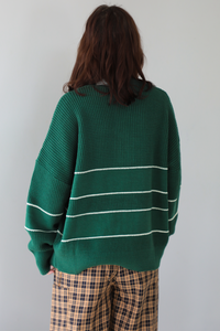 Adore You Pull-Over Sweater: Green/White