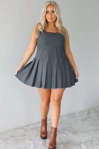 RESTOCK: Wise Decisions Mini Dress: Charcoal