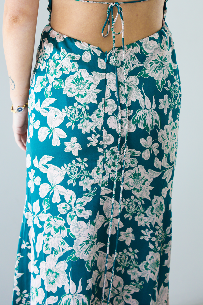 Take A Moment Maxi Dress: Teal/Multi