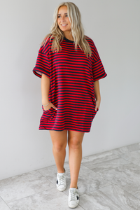 RESTOCK: Easy Does It Tunic: Red/Navy