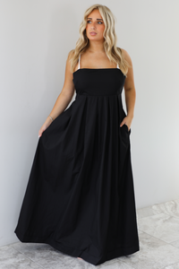 On The Way Maxi Dress: Black/White