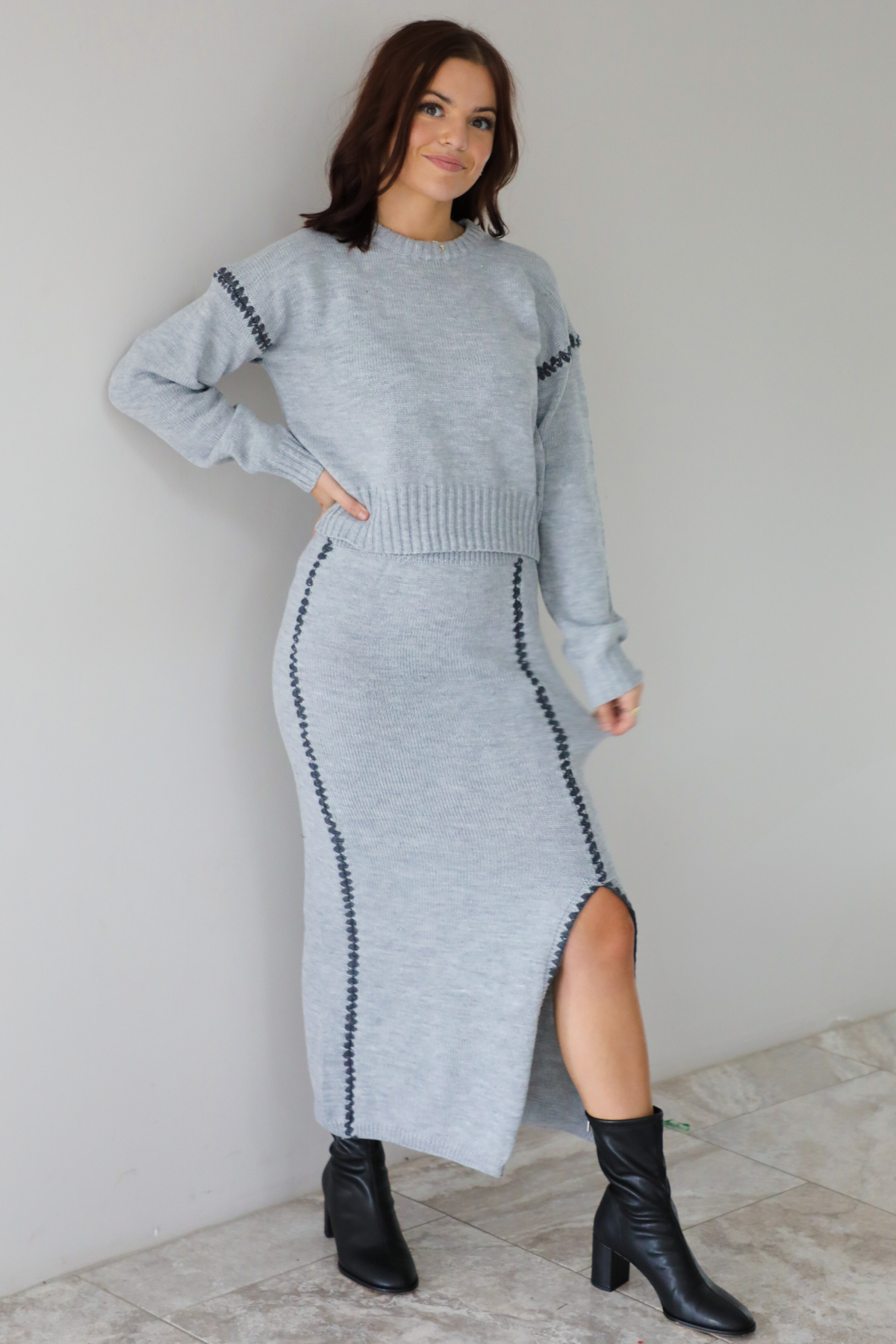 Autumn Crisp Sweater Set: Heather Grey