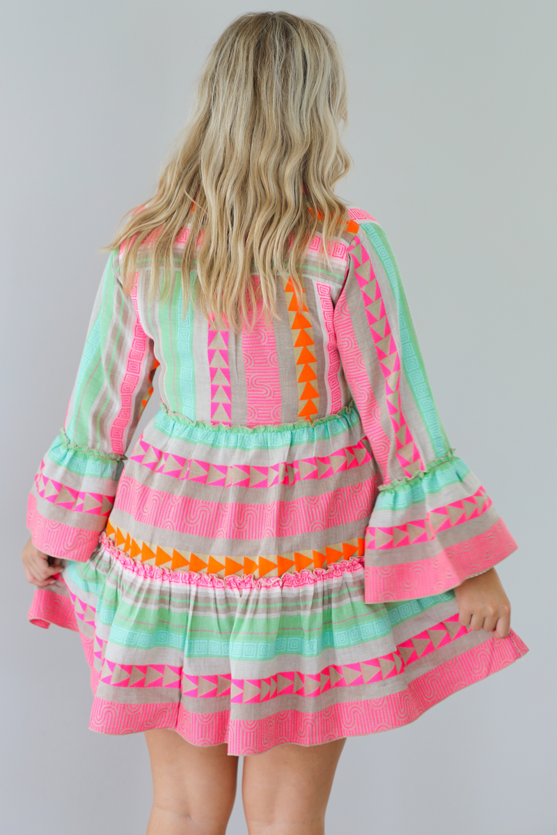 Be The One Aztec Dress: Pink/Multi