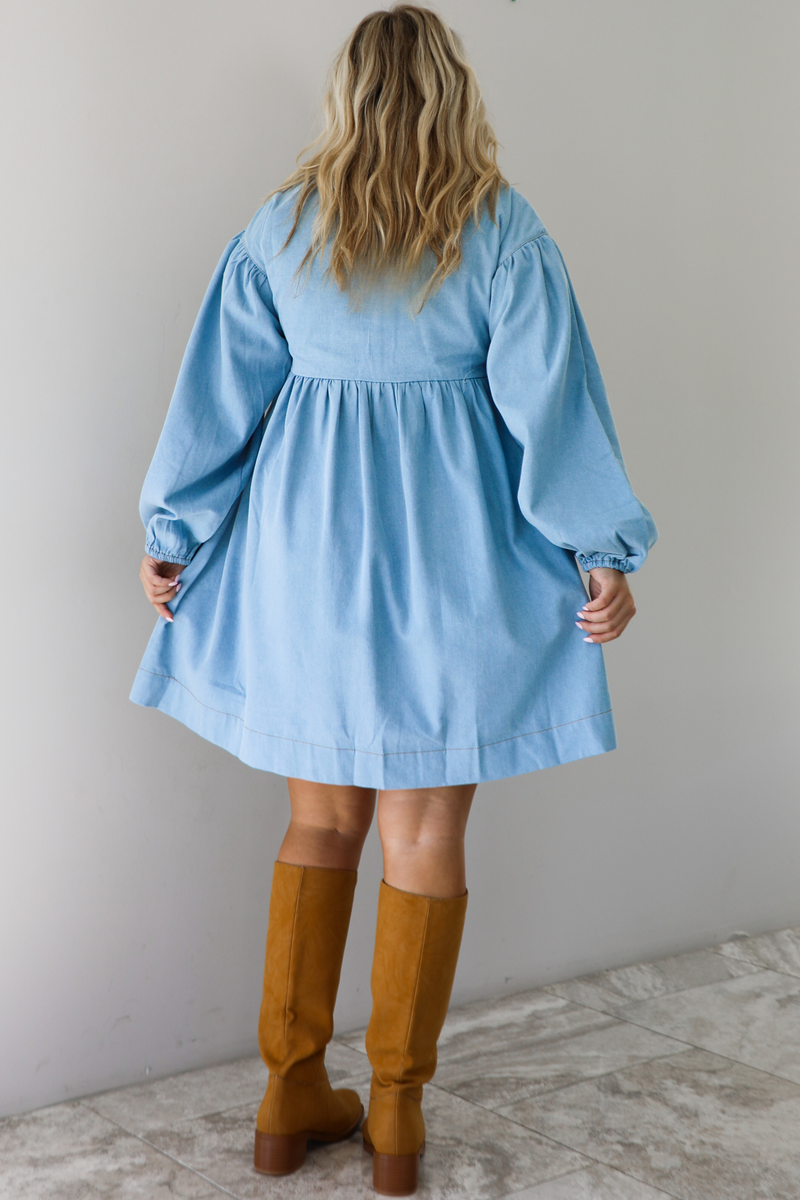 Pumpkin Patch Dress: Light-Wash Denim