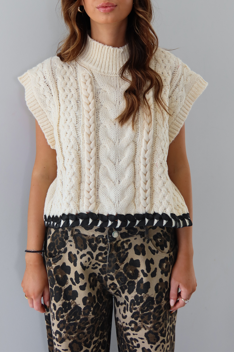 Just Today Sweater Vest: Ivory/Black