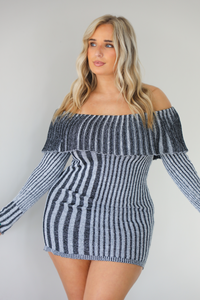 Daytime Dreams Sweater Dress: Black/White