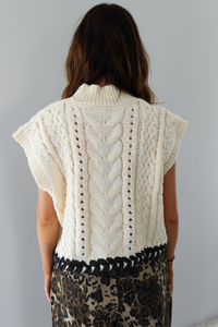 Just Today Sweater Vest: Ivory/Black