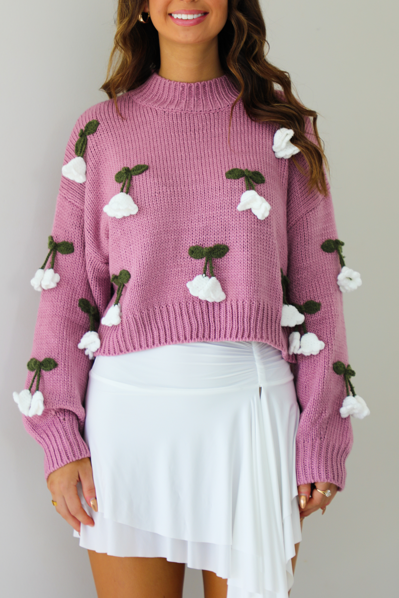 Pretty Flowers Sweater: Mauve/Multi