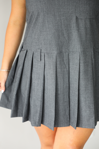 RESTOCK: Wise Decisions Mini Dress: Charcoal