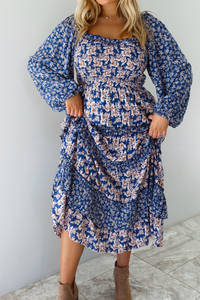 Totally Worth It Midi Dress: Navy/Multi