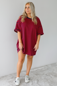 RESTOCK: Easy Does It Tunic: Red/Navy