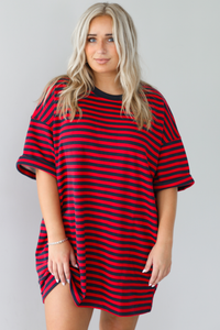 RESTOCK: Easy Does It Tunic: Red/Navy