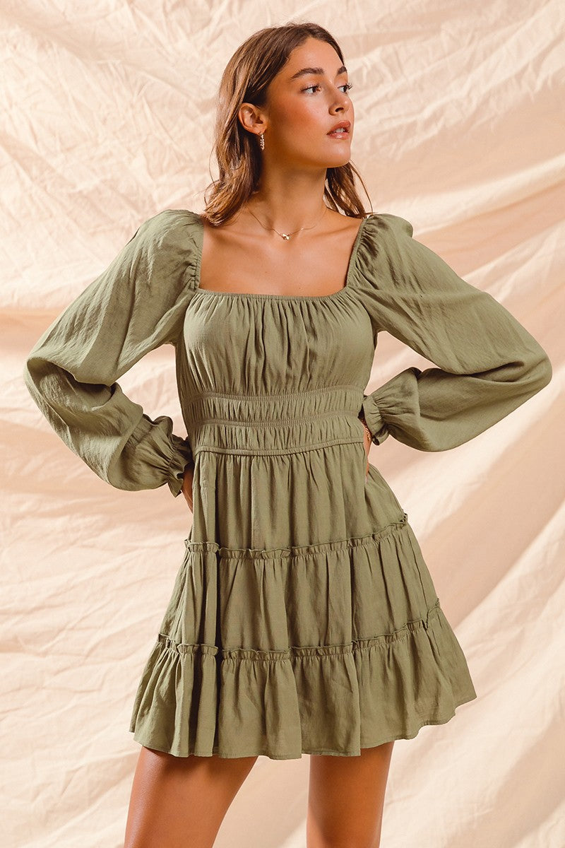 Don't Stop Me Now Dress: Olive