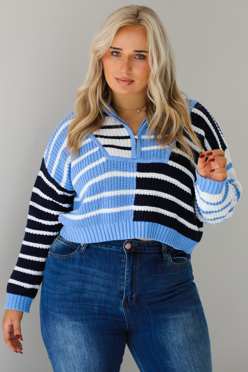 Think Of You Pull-Over Sweater: Blue/Multi