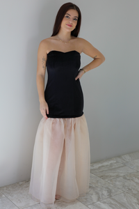 Main Event Maxi Dress: Black/Champagne